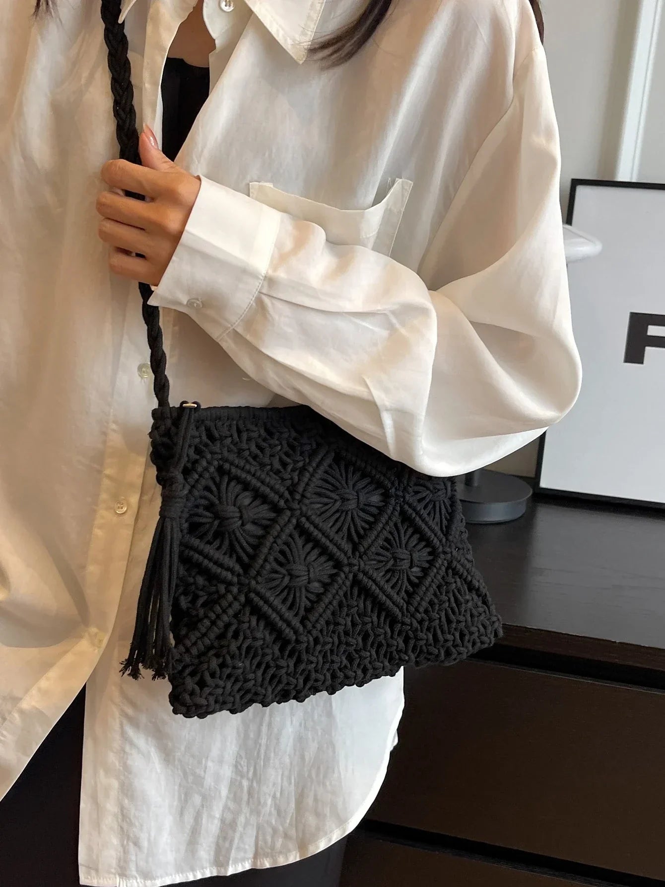 Bolso bandolera tejido