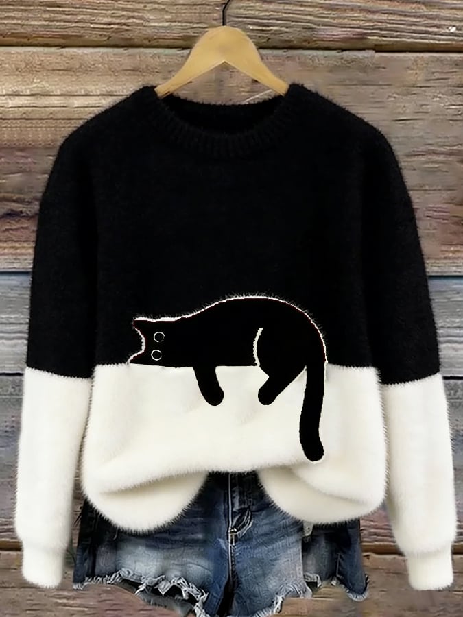 LUNA | Suéter con estampado gatuno