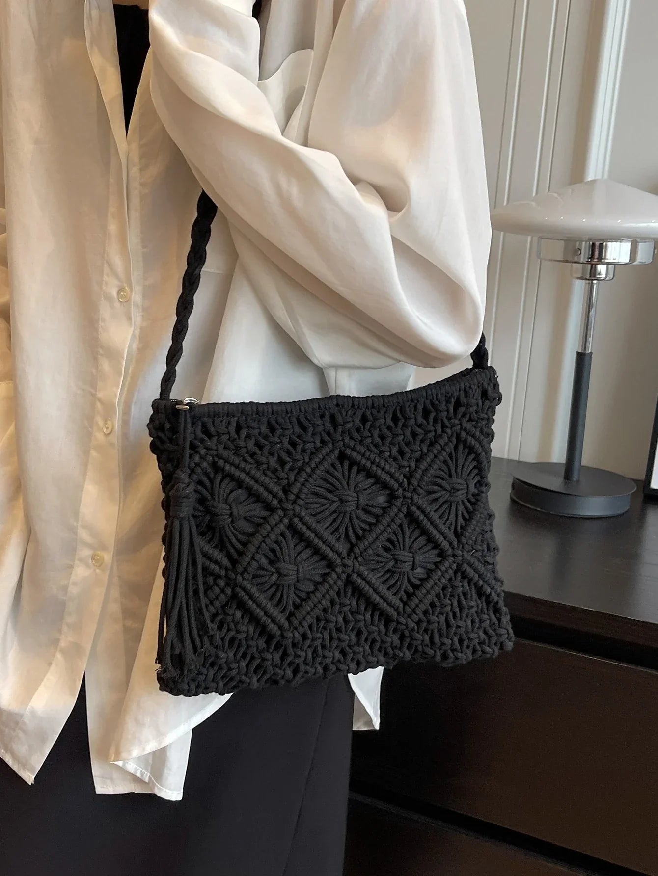 Bolso bandolera tejido