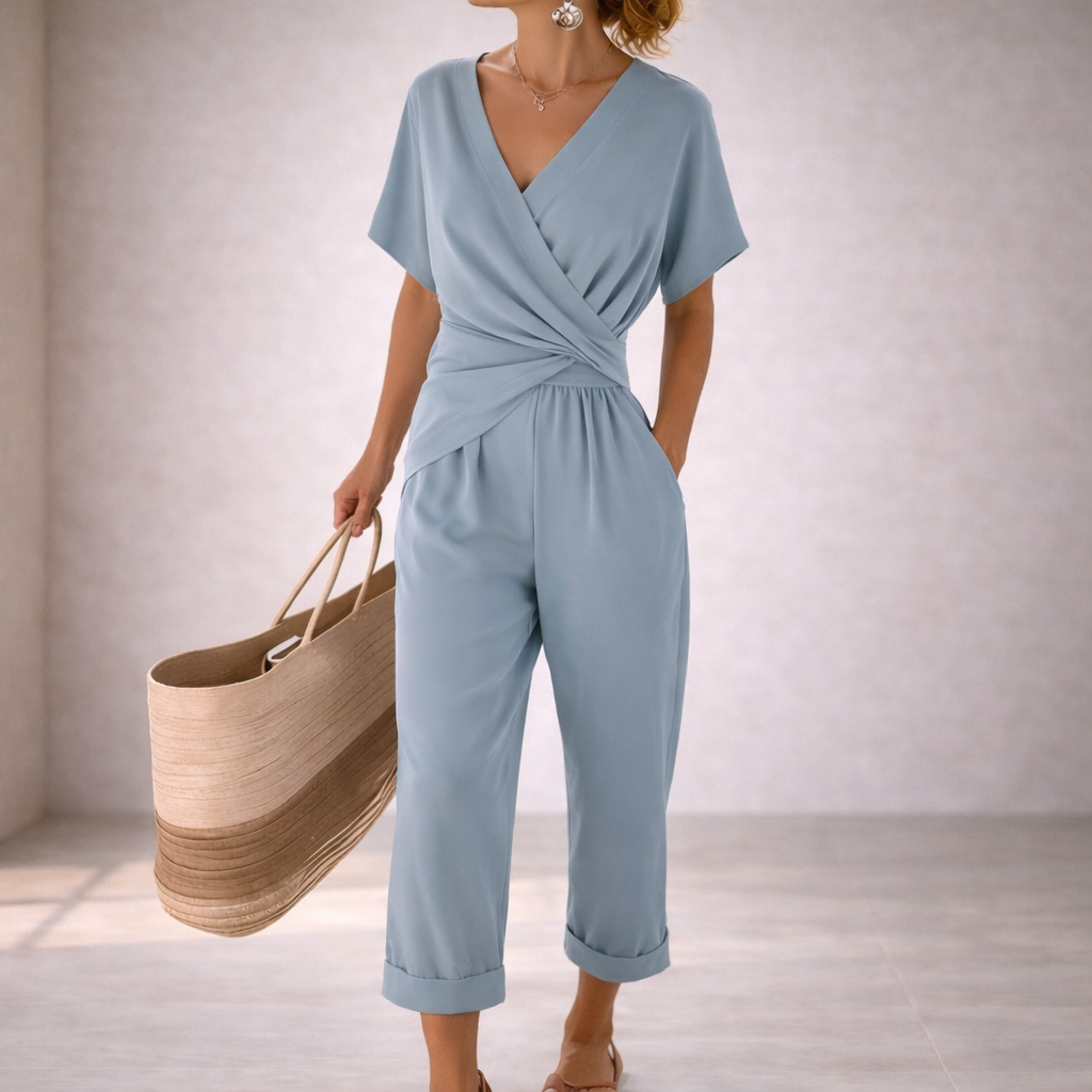 Socorro | Conjunto de Pantalón Estilo Irregular de Verano en Color Sólido