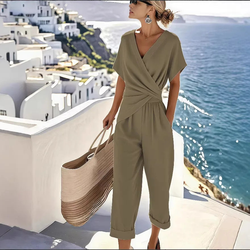 Socorro | Conjunto de Pantalón Estilo Irregular de Verano en Color Sólido