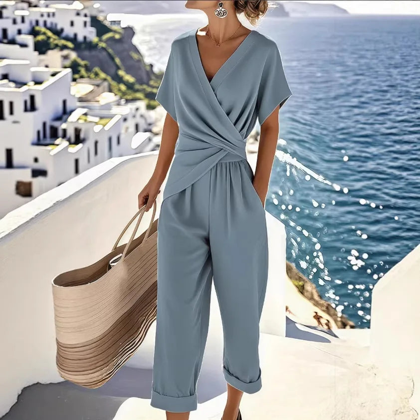 Socorro | Conjunto de Pantalón Estilo Irregular de Verano en Color Sólido