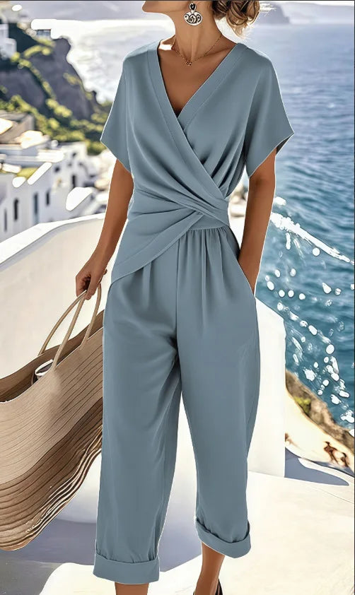 Socorro | Conjunto de Pantalón Estilo Irregular de Verano en Color Sólido
