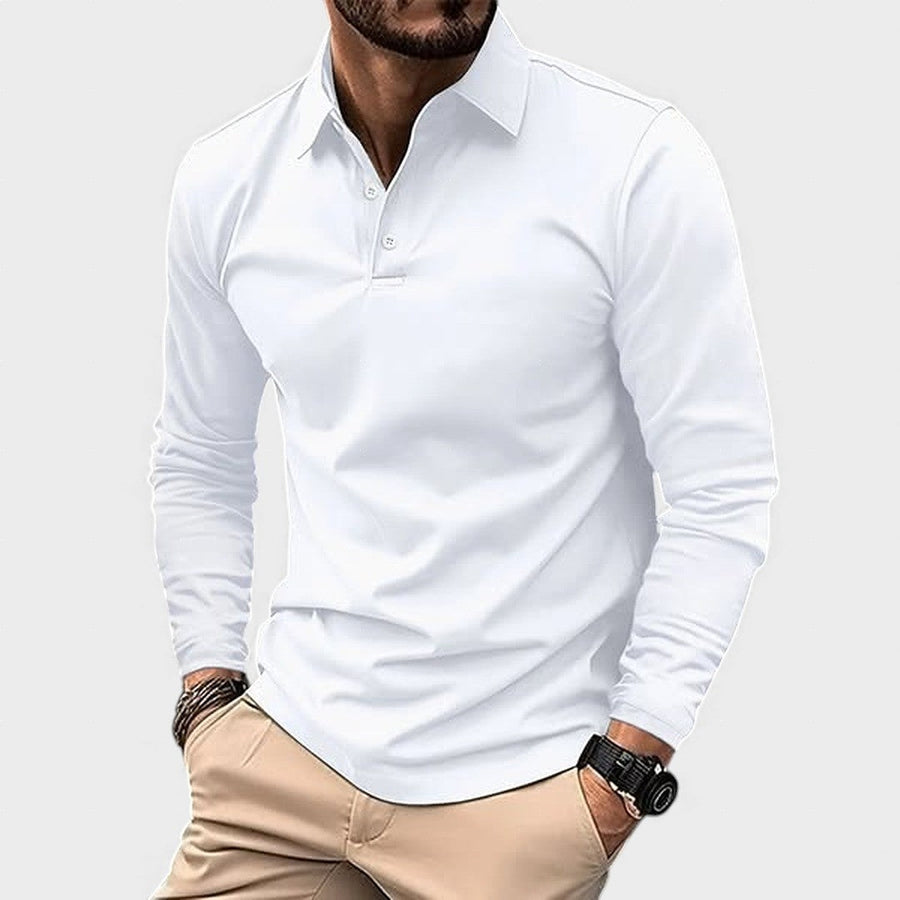 Guillermo | Polo casual de manga larga blanco